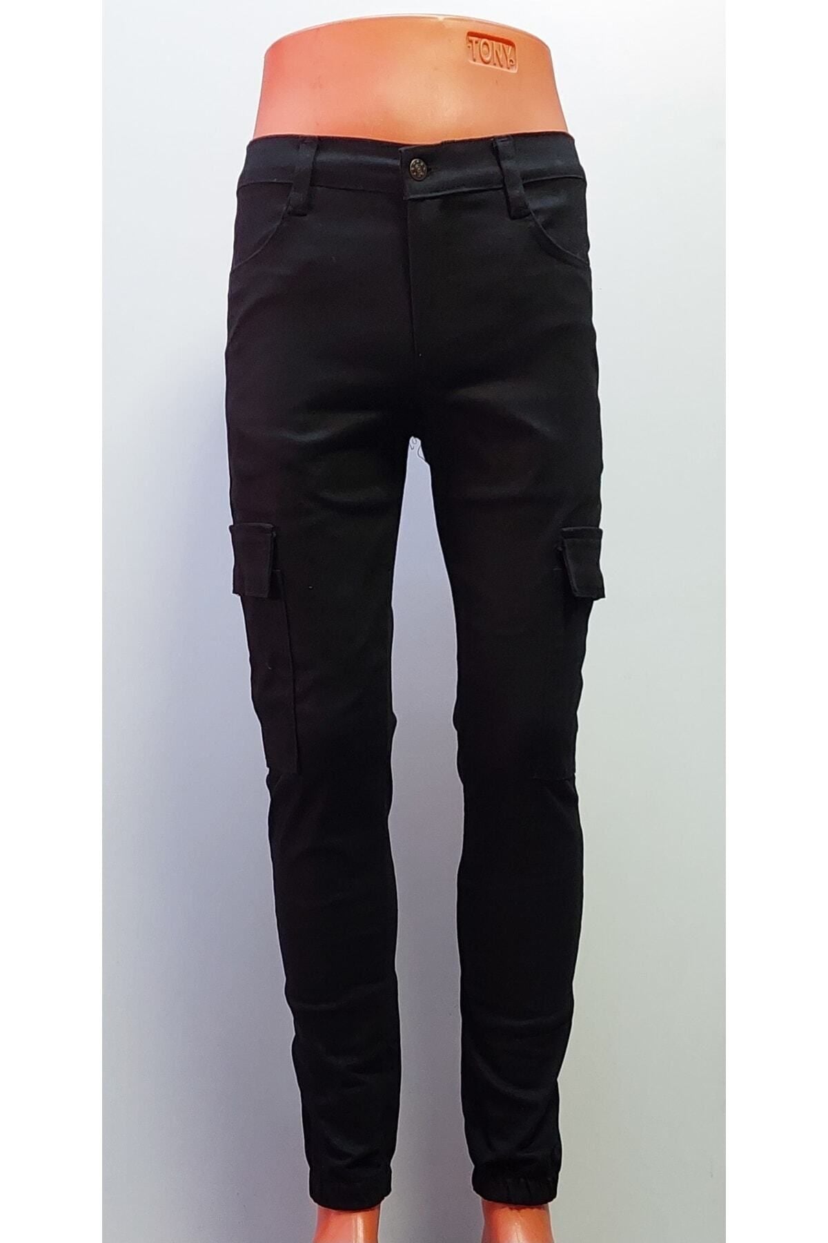 Kargo lastikli paça pantolon siyah
