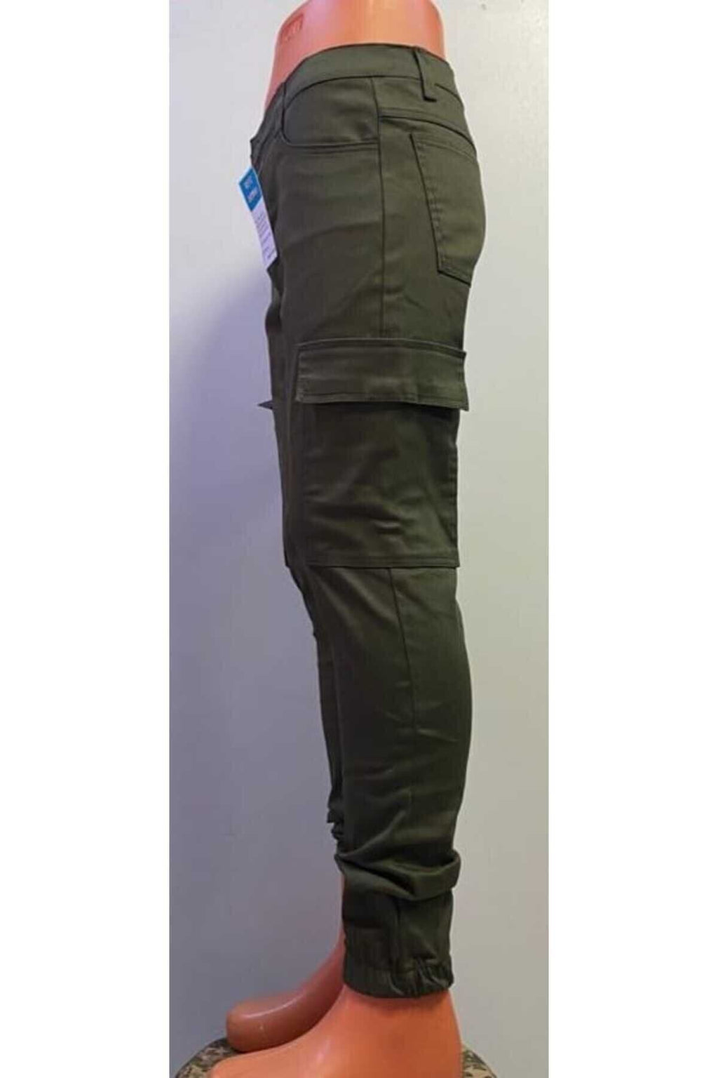 haki lastikli paça kargo pantalon