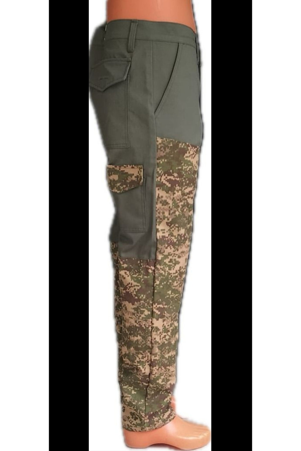 Yeşil Bordolu Kamuflaj Çulluk Avcı Ve Yuruyuş Pantolonu Pacalar su itici gabardin (kot)