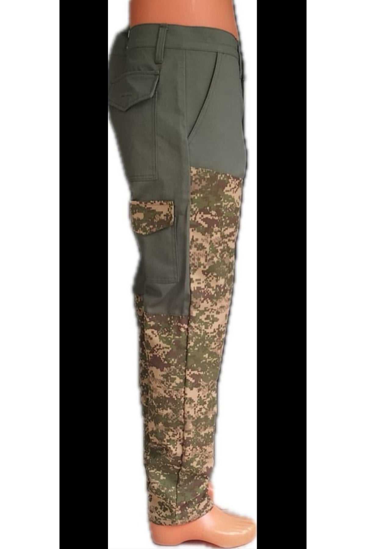 Yeşil Bordolu Kamuflaj Çulluk Avcı Ve Yuruyuş Pantolonu Pacalar su itici gabardin (kot)