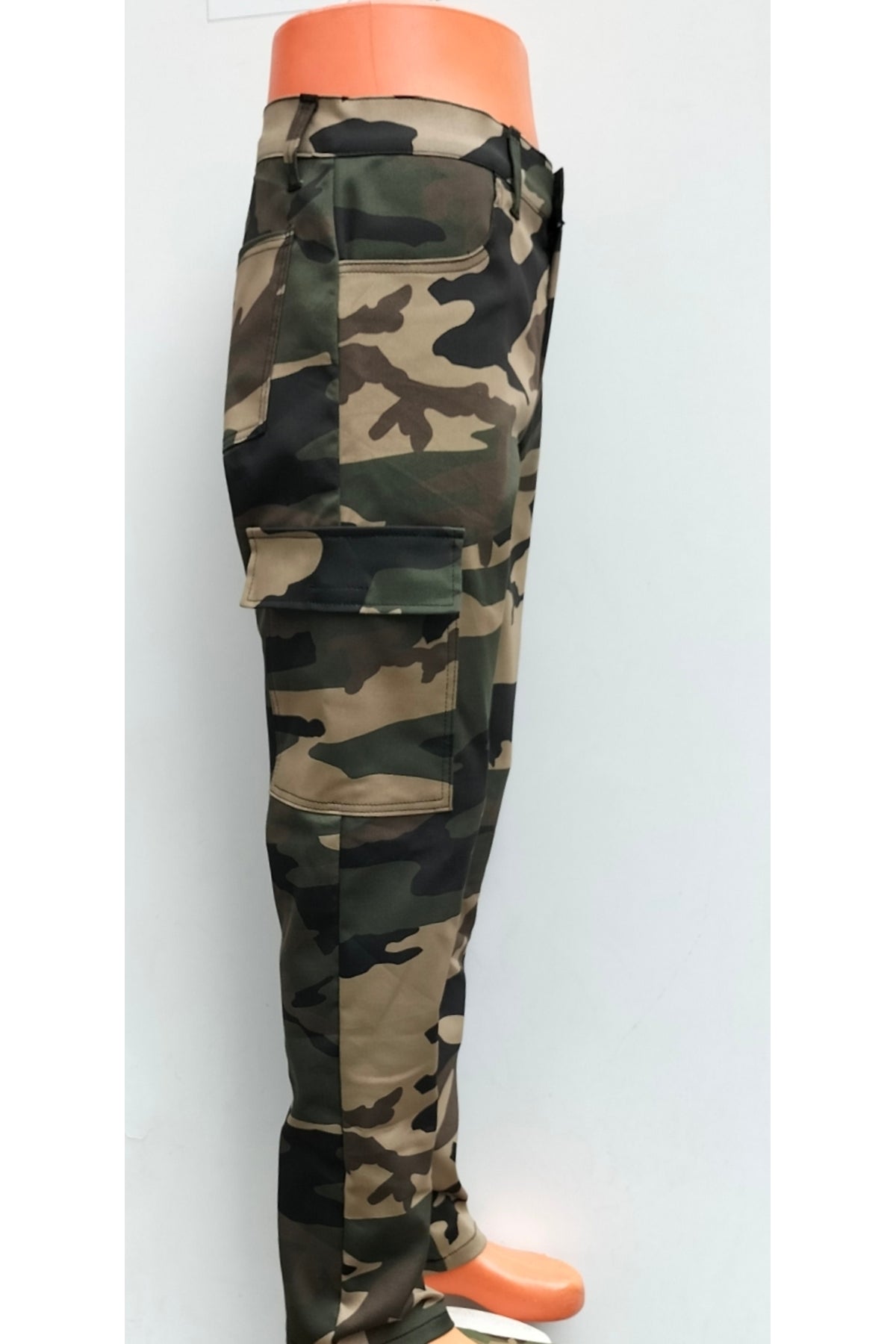 Likralı iş ve normal giyim için kanuflaj kargo büyük beden battal pantolon bay..