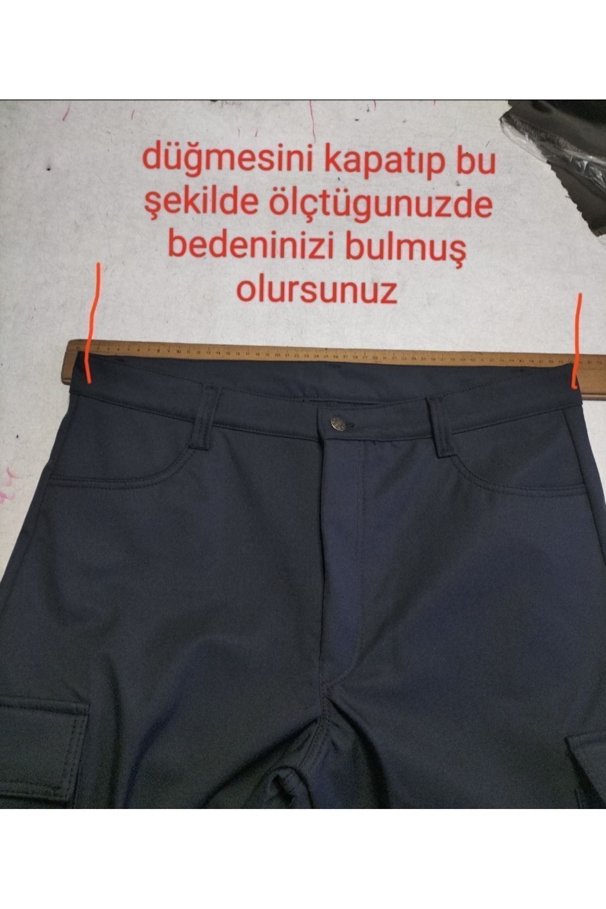 SİYAH KARGO PANTOLON TERMAL (POLARLI) LİKRALI